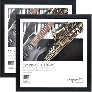 Hampton Frames OXFORD LP Album Pack of 2 Black Vinyl Album Display Frame Acrylic (Non-Glass) OXFLPNGX-2PK