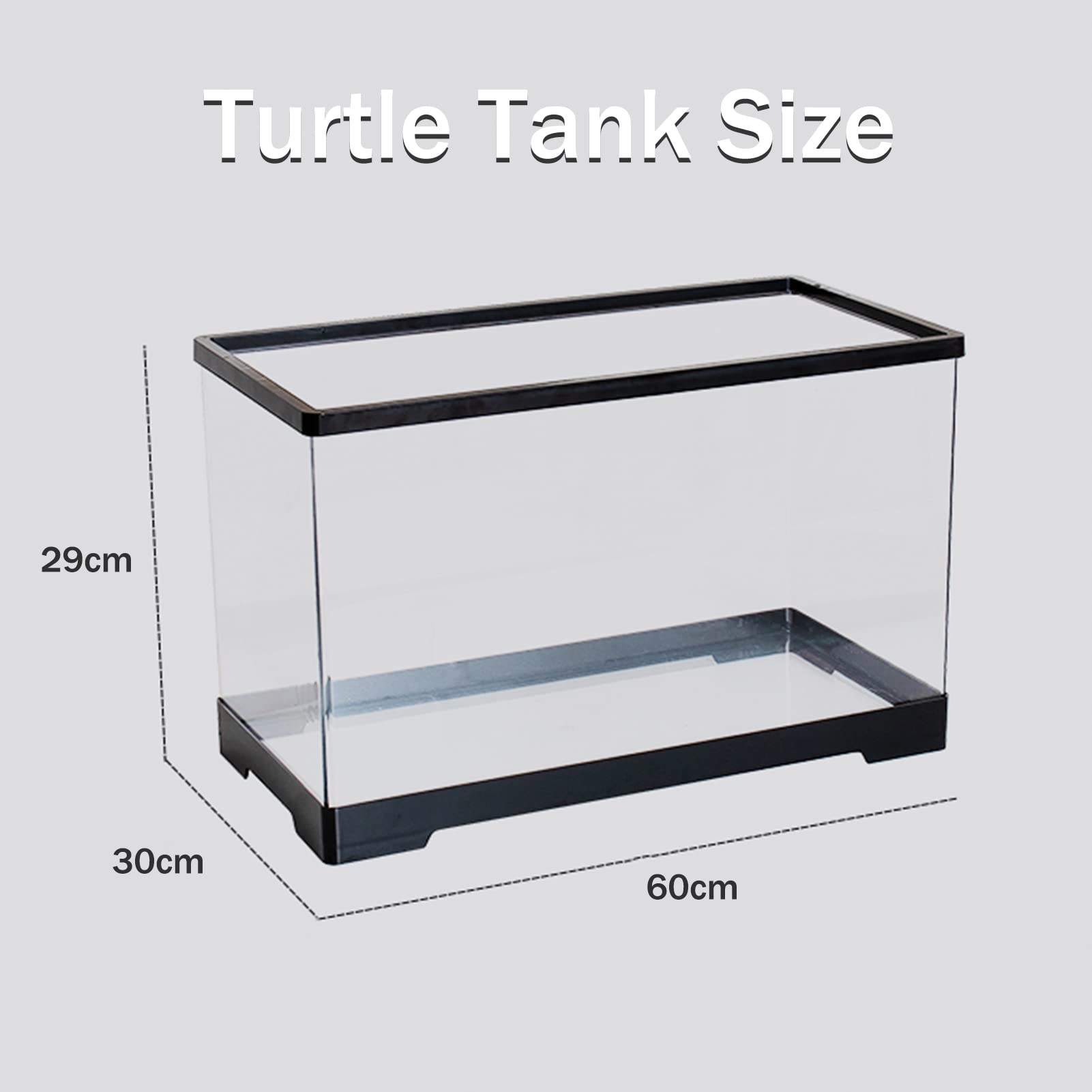 Tanque de Tortuga de plástico para Acuario, Tortugas de Peces, hábitat Transparente para Reptiles con Accesorios, fácil de Limpiar, para cangrejos ermitaños, (60 x 30 x 29 cm)