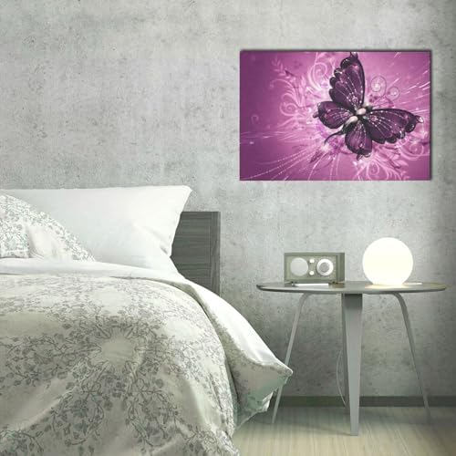 Toile moderne papillon rose décoration murale OUSIKA tableau tableau
