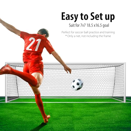 image for YUXUXU Professional Soccer Goal Net Replacement 18.5x6.5FT [5.6lbs, 4m