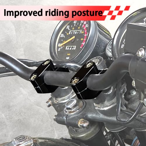 Xitomer 22mm 7/8\" Motorcycle Handlebar Risers With Clamps, ATV Dirt Bike Motocross, Fit for Grom MSX125/ CRF250L, FZ1/ FZ8/ FZ16, KLR650/ Z125, DRZ 400/S MT-03(Black) - Thumbnail 3