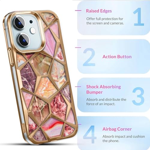 Image of COVERLY for iPhone 15 3D Diamond Glitter Sparkle Case,Full Protective Luxury Cube Cute Shinny Bling Soft Silicone Designer Fashion Smart Aesthetic Cover for Apple iPhone 15 (Golden)