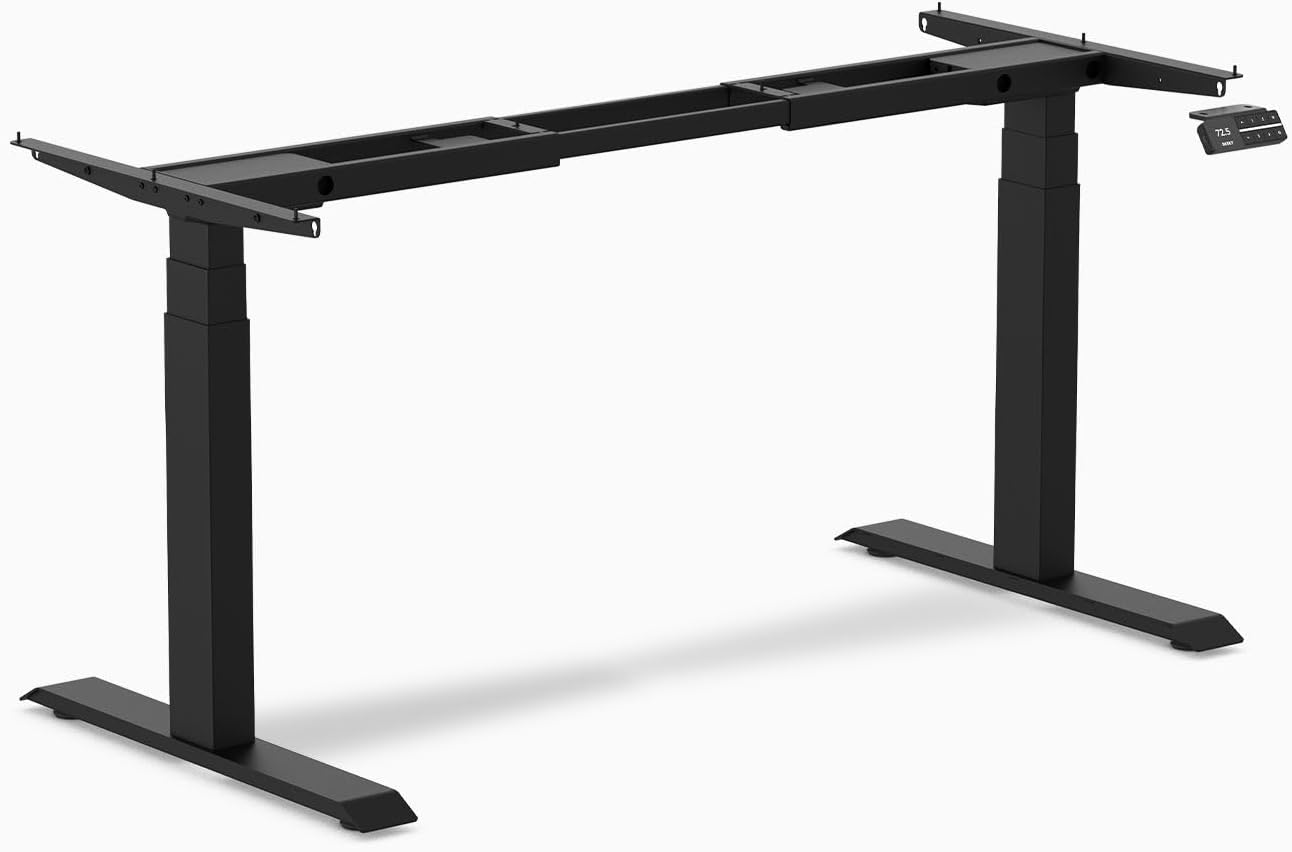 Desky Dual Motor Standing Desk Frame, Height Adjustable Electric Sit Stand Desk Base with Memory Presets, Heavy Duty Steel Frame for Home Office and Workstations – Space Grey
