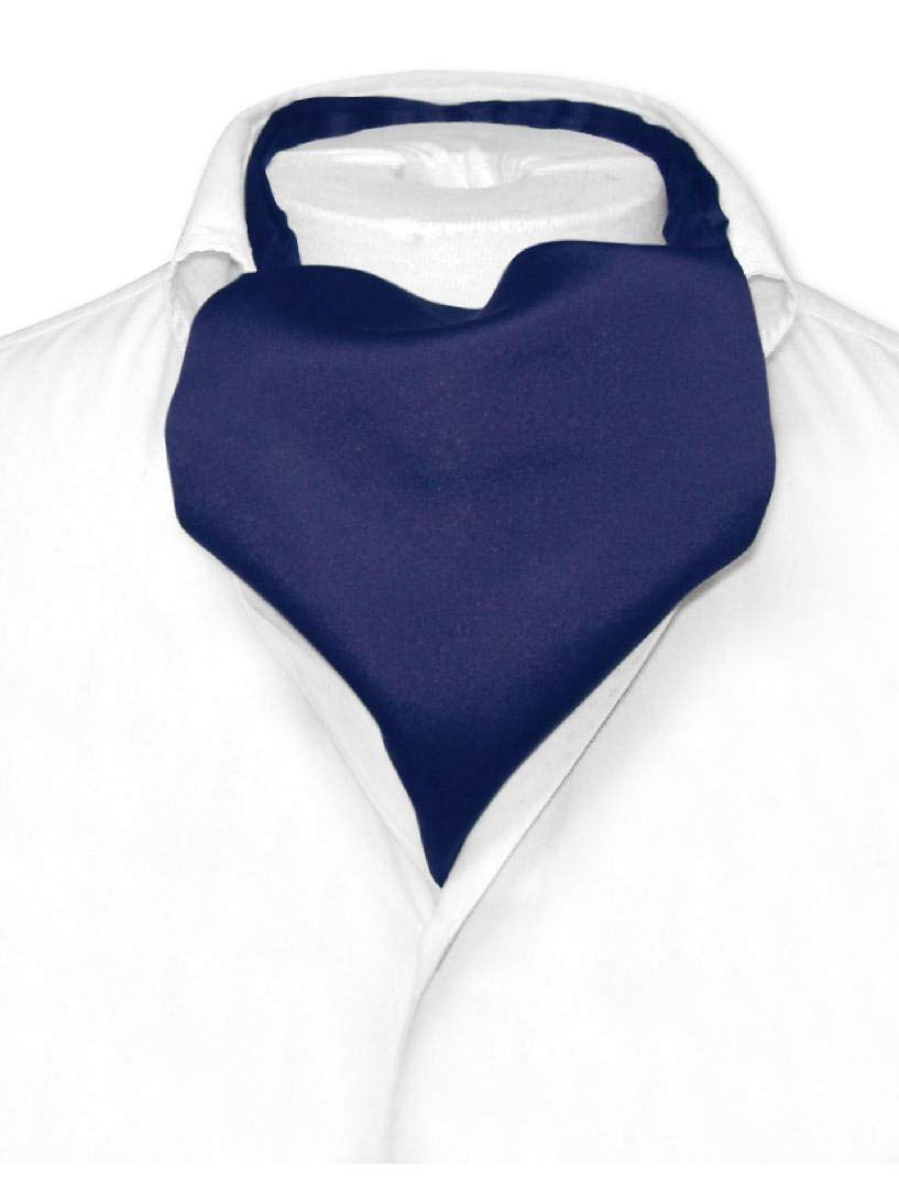 Vesuvio Napoli ASCOT Solid NAVY BLUE Color Cravat Men's Neck Tie