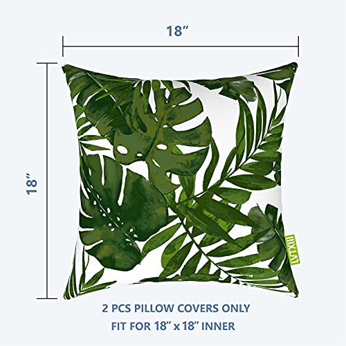 Lvtxiii Outdoor Accent Patio Toss Pillow Covers, Covers Only Tropical Throw Pillow Case Sham, Square Cushion Covers For Indoor Outdoor Use 2 Pack, 18” X18” – Palm Green #TOP1