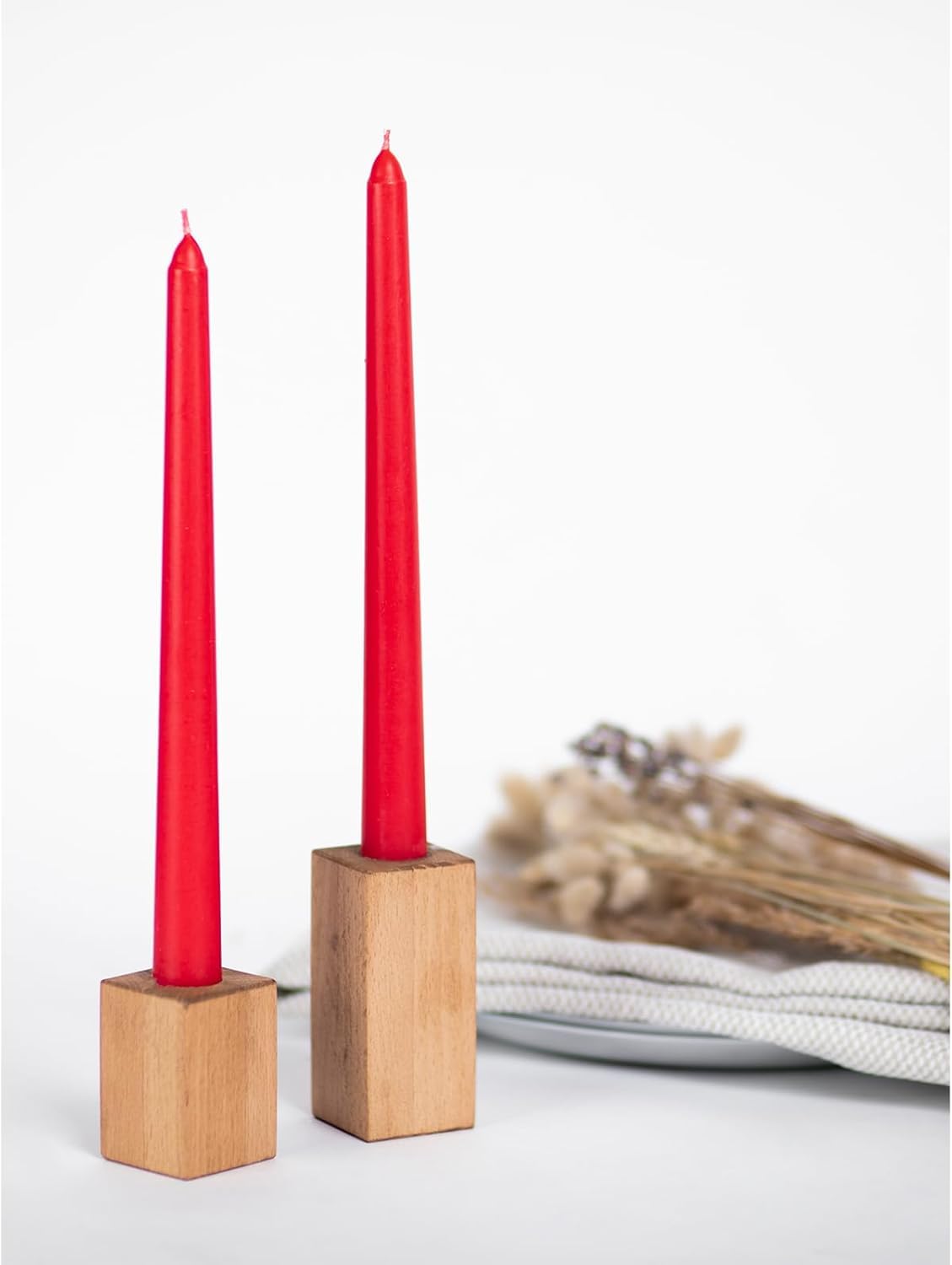 Red Taper Candles - Set of 4 Long Burning -3