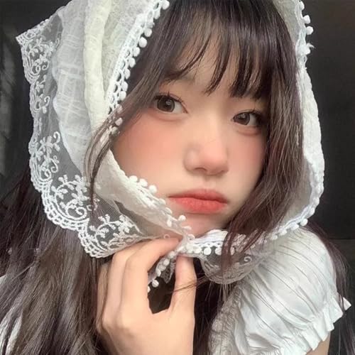 Image of White Lace Headband for Women, Stylish Hair Bandana | Delicate white lace headband adds a soft decorative touch for garden parties, birthdays, photos, festivals and daily styling