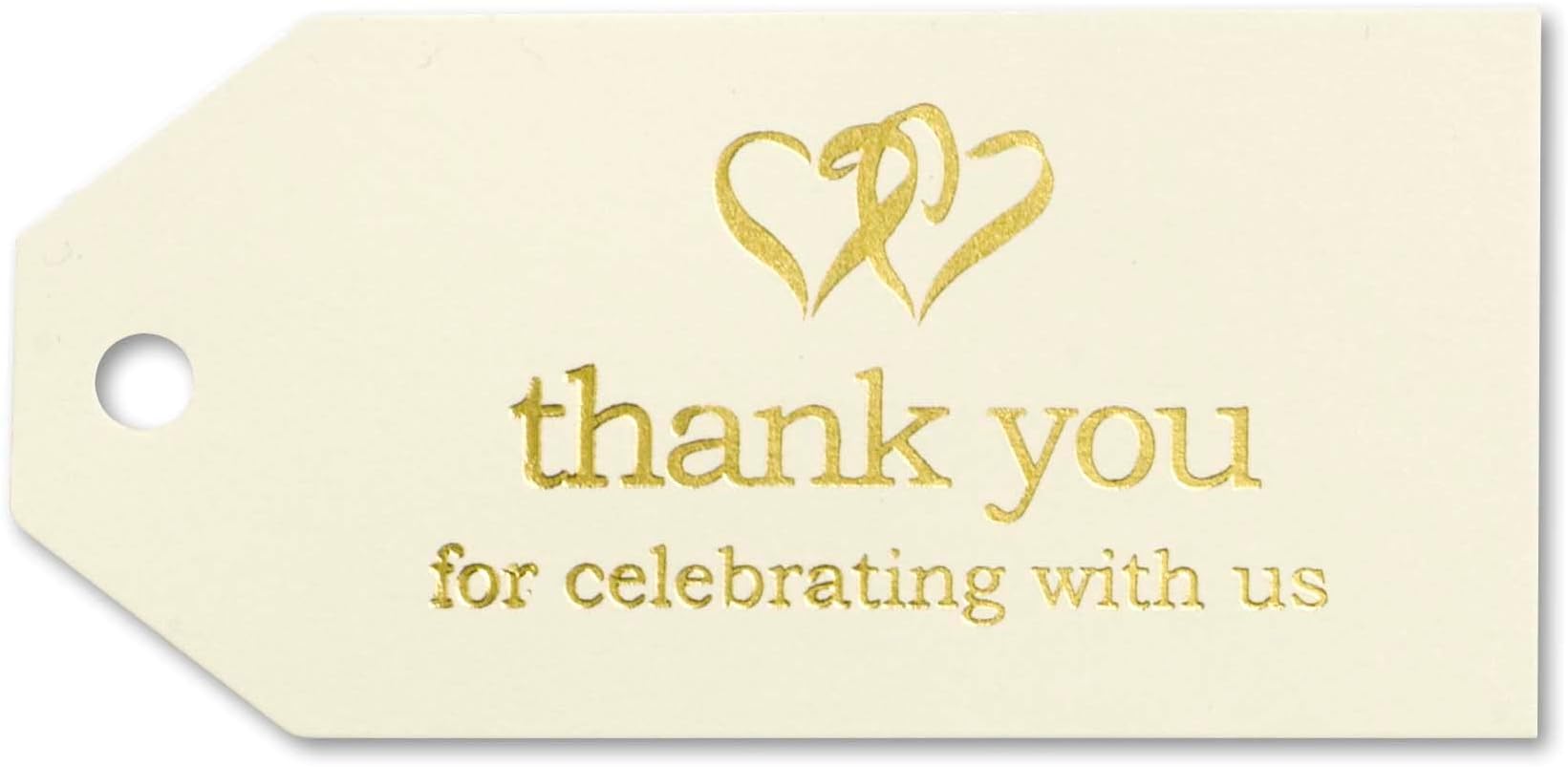 Linked at The Heart Favor Tags, 3-Inch, Ivory/Gold