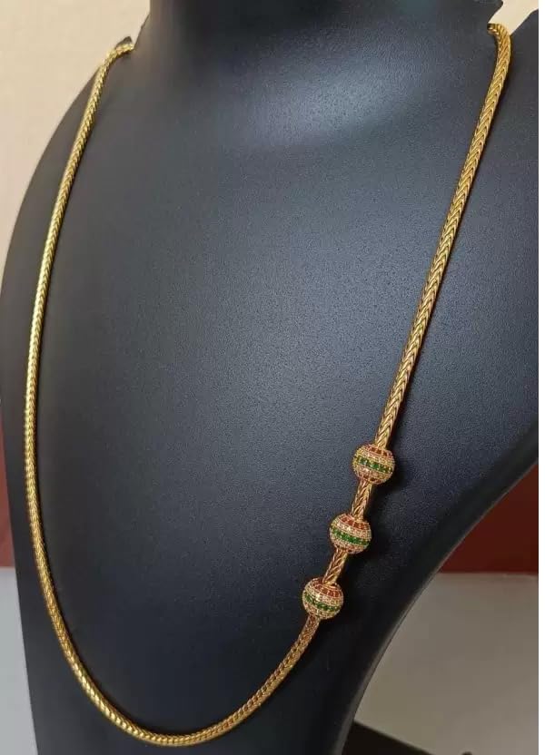 One gram Stylish Golden Neck woman and men Chain “24” Inches Gold-plated Chain_D310-picture-10