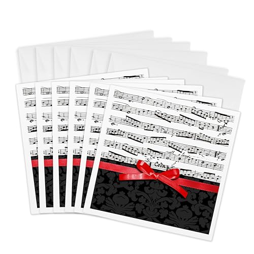 Notes de musique carte de vœux piano feuille de musique cadeau musicien set de 6