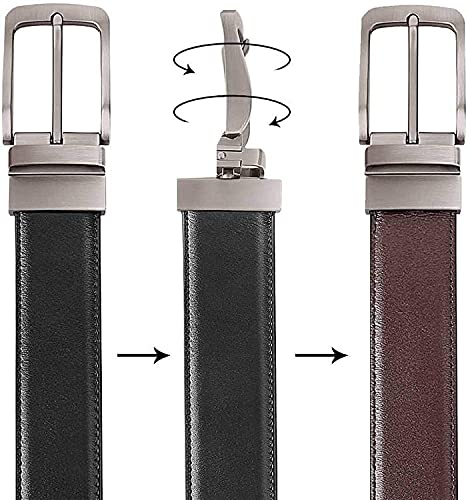 Image of JUST-STYLE Men's PU Leather Reversible Belt (Black & Brown) Size (28-46) Formal /Regular