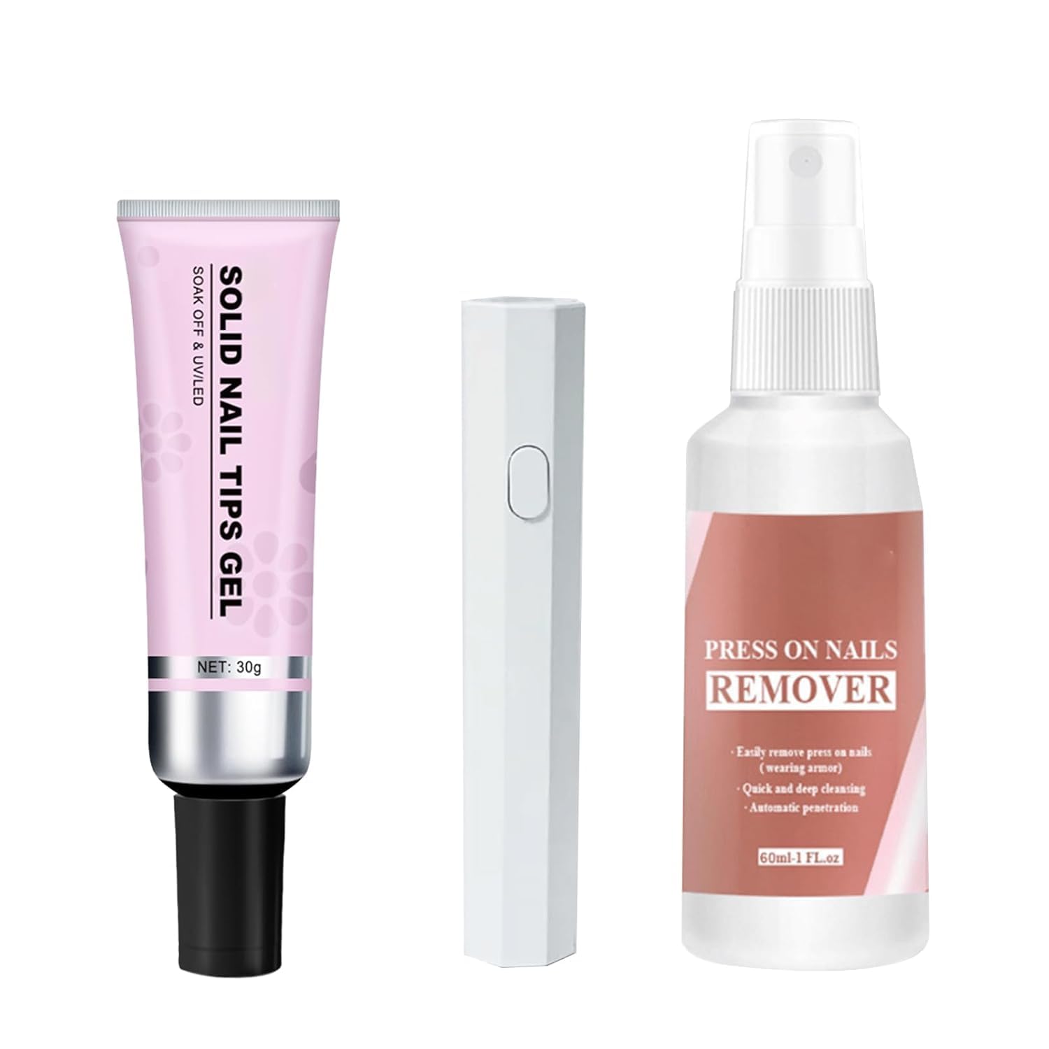 Magic Solid Nail Glue Kit 3-in-1 Nail Art Kits, Soild Nail Glue Gel, Strong Adhesive Solid Nail Glue Gel for Press on Nails Kit, Acrylic Nail Tips Solid Gel for Salon Art DIY at Home