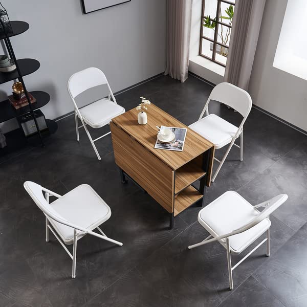 BGTR Elegant Folding Metal Chairs with Padded Seats?4pcs Elegant Foldable Iron & PVC Chairs for Convention & Exhibition,Indoor Outdoor Portable Stackable Commercial Seat,White
