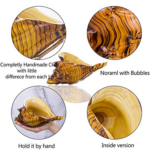 Qfkris Amber Glass Conch, Hand Blown Seashell Art Glass Figurine, Crystal Glass Paperweight, Home Decor Collectible Statue #TOP2
