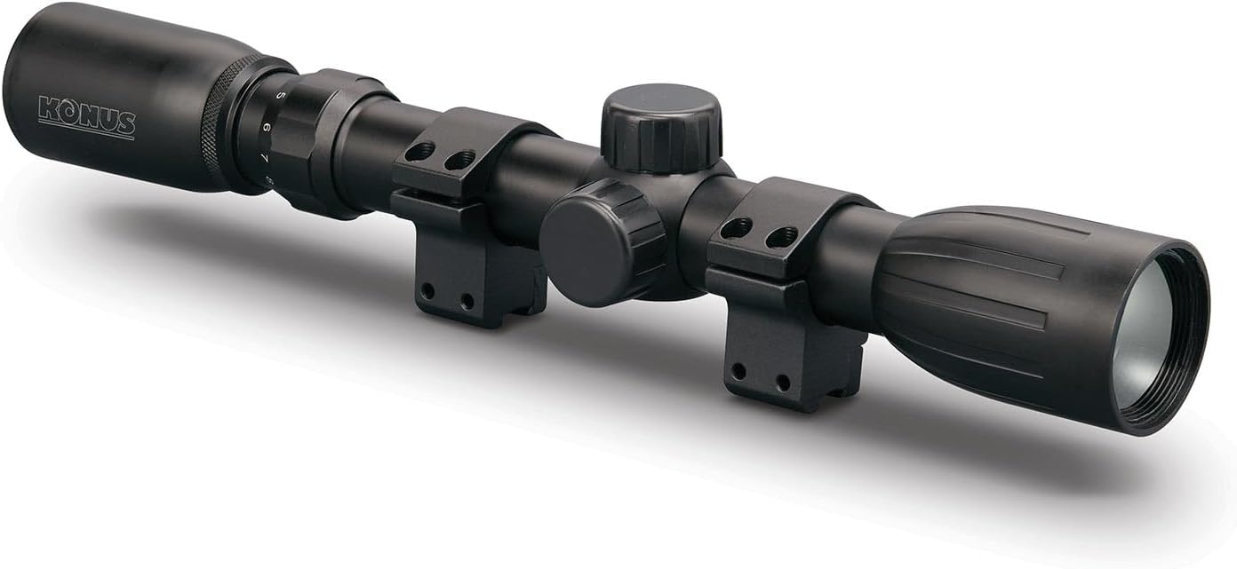 Konus KonusFire 4x32mm & 3-9x32mm Hunting Rifle Scopes with .22 Dovetail Ring Mounts | Second Focal Plane, 30/30 Reticle, Coated Optics | Waterproof Fogproof Shooting Riflescope