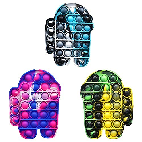 DADAE 3PCS Silicone Tiedye Push Pop Bubble Fidget Toy, Autism Special Needs Stress Reliever, Squeeze Sensory Tools to Relieve Emotional Stress for Kids Adults