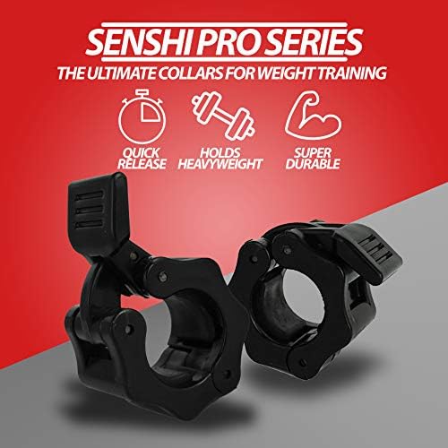 Senshi Japan 50mm Olympic Bar Collars - The Ultimate Clamps for Holding Your Weights - Simply Clip And Release - For Weight Lifting, Bodybuilding, Fitness, Weight Training