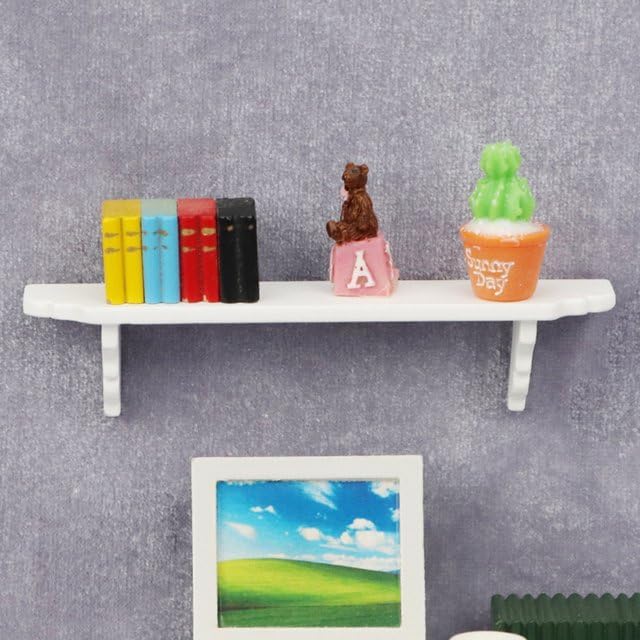 Miniatura 4 de 1 estante de pared blanco para casa de muñecas, accesorios de casa de muñecas en miniatura, estante de pared de almacenamiento para casa de muñecas