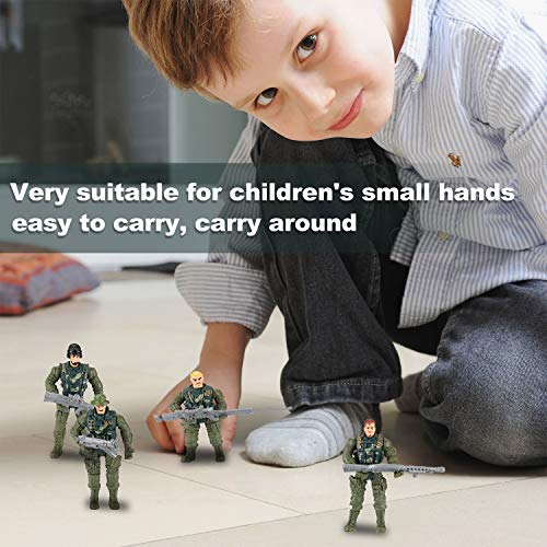 Hautton Soldier Action Figures Toy, 8 Army Men with Weapons Accessories, Removable Body Adjustable Arms Legs Military Playset for Boys Girls Kids Children