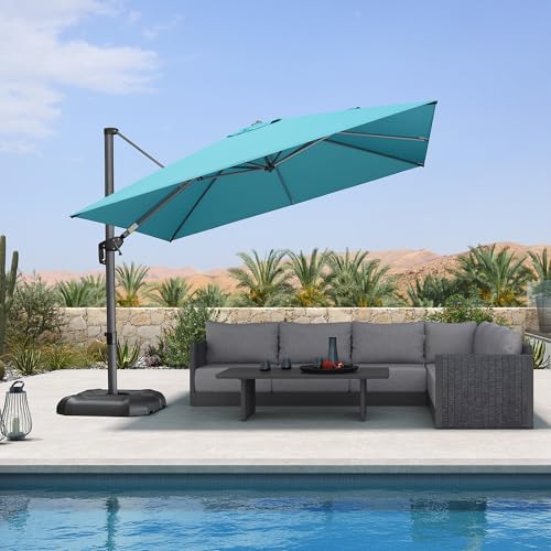 Image of PURPLE LEAF Patio Umbrella Outdoor 10' x 10' Easy Assembly Turquoise