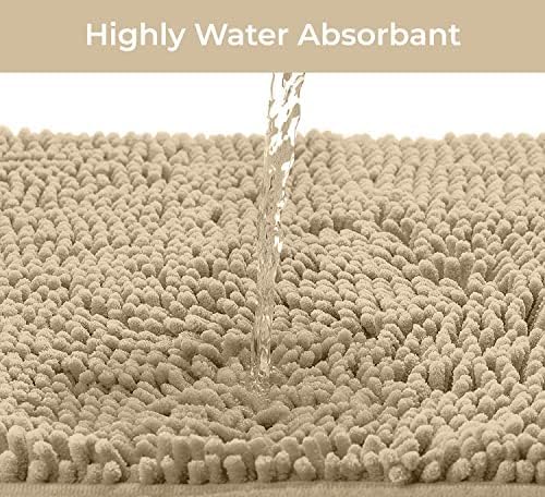 Miniatura 6 de LuxUrux - Juego de 2 tapetes de baño de felpilla, tapete antideslizante para tina y tapete para inodoro, de microfibra peluda de 1 pulgada, súper