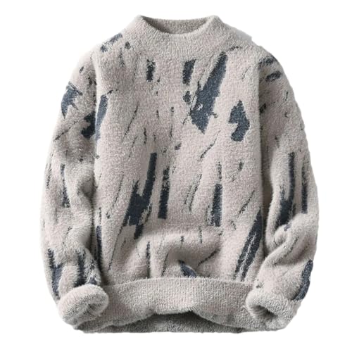REHJJDFD Men's Sweaters Loose Casual Knitted Pullover Casual Round Neck Sweaters