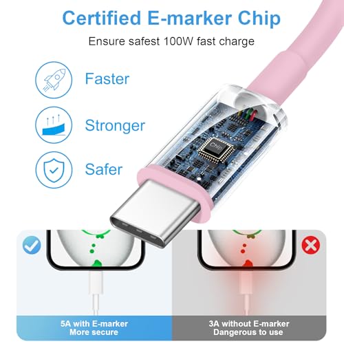 Image of iPhone 17 16 15 Charger Fast Charging 30W USB C Chargers Block Type C Charger 2 Pack 6FT Cord for iPhone 17 /17 Plus /17 Pro Max /Air /16 /16 Plus /16 Pro Max /15 Pro Max /iPad Pro /Samsung(Pink