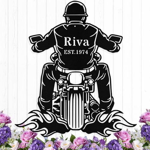 Custom Motorcycle Metal Sign, Personalized Biker Name Sign Wall Art Decor