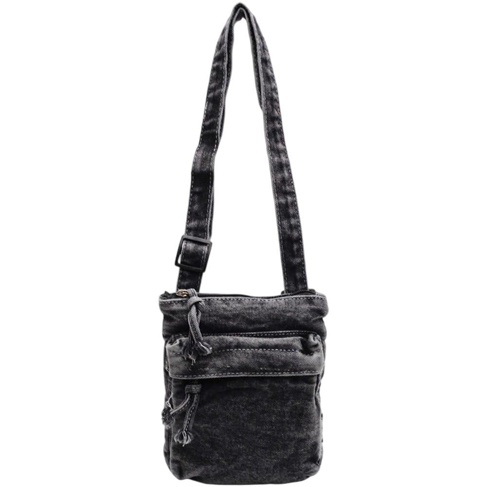 Bandoulière rétro en jean pour téléphone et petit sac à main zippé de poignet pour femmes