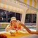 Giant Floating Yellow Cabana Stripe Drink Station, Removable Fabric Shade with Fringe, Perfect for Parties, Table-Top Decorations and in-Pool Refreshments.