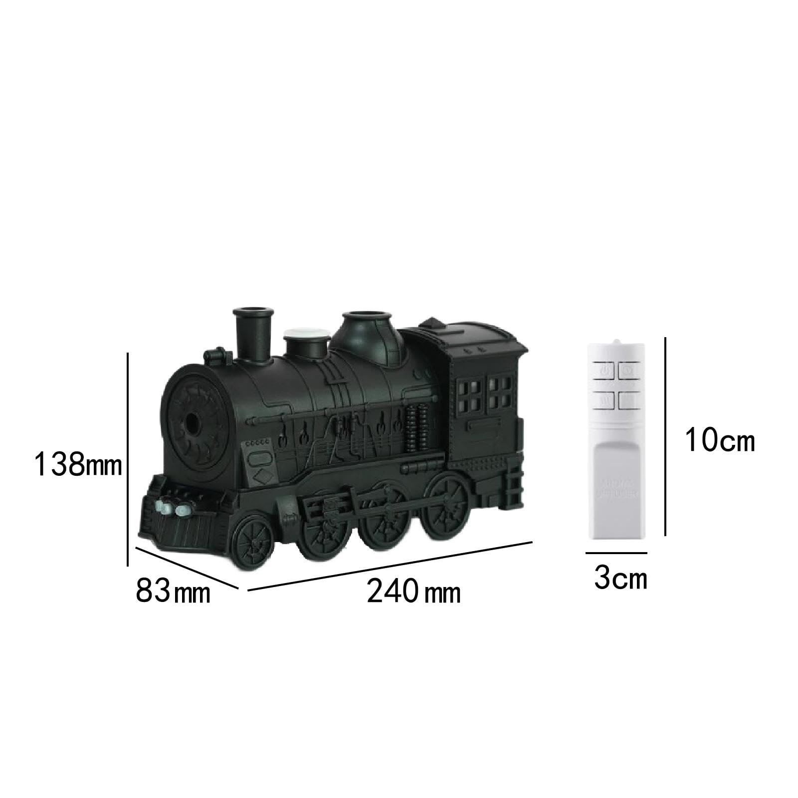 perfk Retro Train Diffusor für ätherische Öle, Luftbefeuchter, EU 220 V Stecker, Aroma-Diffusoren mit Fernsteuerung für Fitnessstudio, Spa, Wohnzimmer, Zuhause, Schwarz