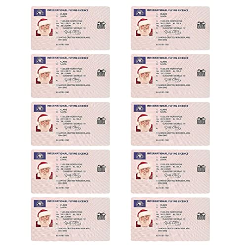 Peosaard Licenza di Volo di Babbo Natale per la patente di Guida per Il Volo perduto per l'ornamento di Natale 10 Pezzi STYE3 Santa DRIVERE PARTICA