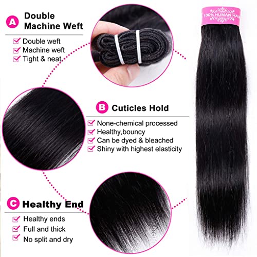 Sexycat Straight Human Hair Bundles 10 12 14 Inch 100% Unprocessed Brazilian Virgin Hair Extensions Weave Weft Bundles Human Hair Natural Color - Image 4