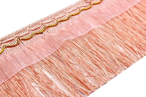Anevous 1 metro de largo y 10 cm de ancho, borla de flecos, cinta de encaje con flecos de seda, ribete de borlas, cinta de flecos, borla para ropa, accesorios de costura DIY, champán