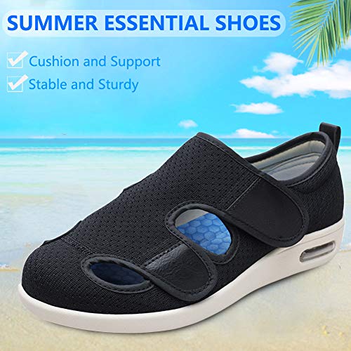 Women Diabetic Shoes, Adjustable Edema Comfy Sandal, Extra Wide Walking Memory Foam Slippers Closed Toe Easy On/Off for Elderly Swollen Bandaged Feet Indoor/Outdoor2