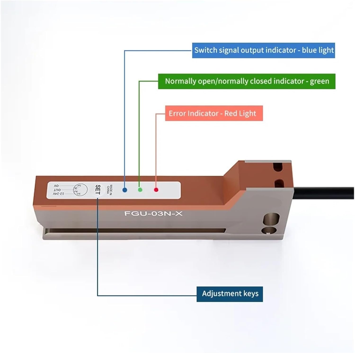 FGU-03N-X for Labeling Machine Non-Transparent Paper Labels 3mm Detection Photoelectric Label Sensor Card Slot Type