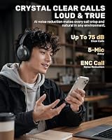 Boean Active Noise Cancelling Headphones, Bluetooth 6.0 Wireless Over Ear Headphones with 120H Playtime, 360° Spatial Audio & 5 ENC Mics, Soft Memory Foam, Transparency Mode for Office Travel Gaming — image 6