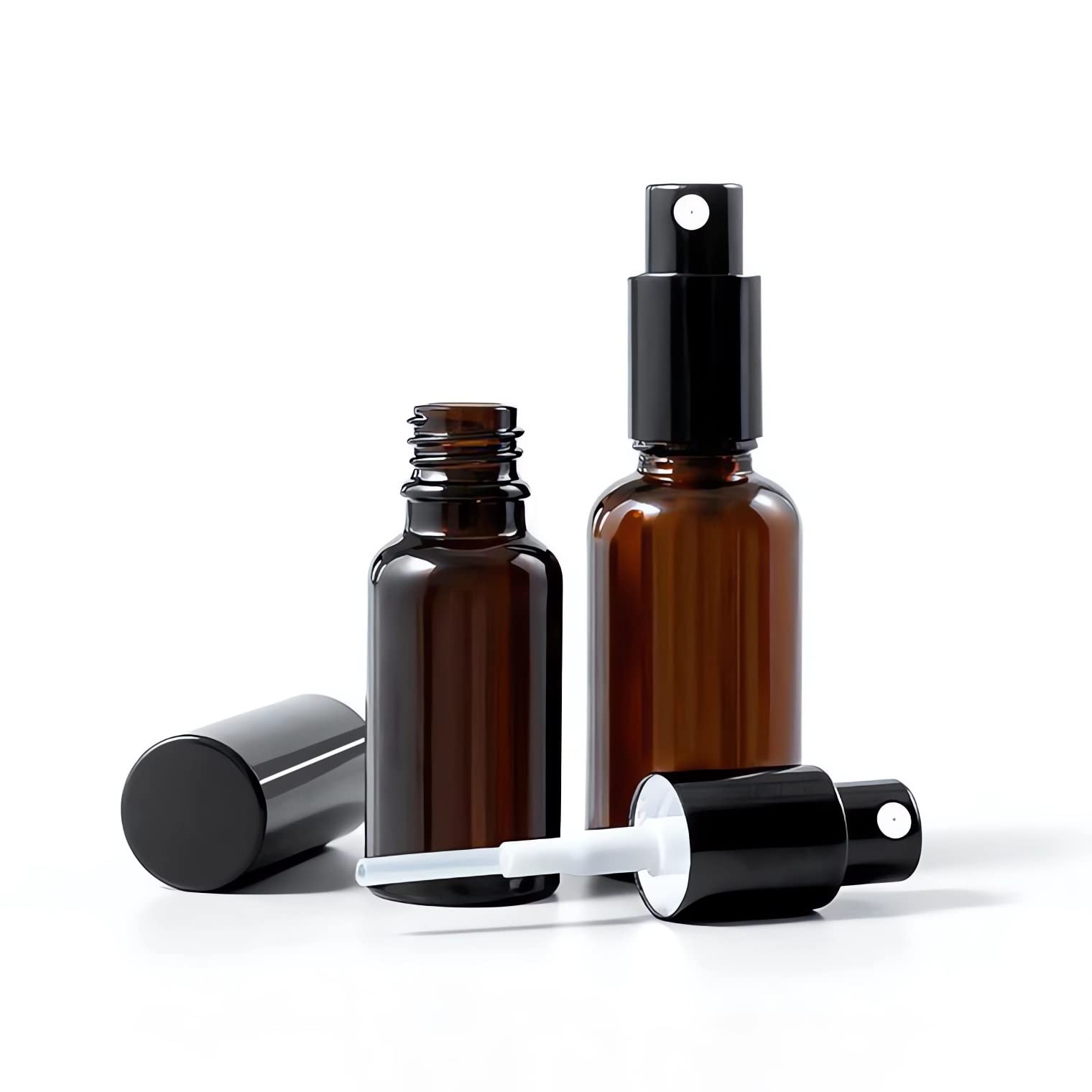 12 Stück, 100ml Braun Glas Nachfüllbar Parfümzerstäuber mit Schwarz Deckeln Sprühflasche Portable Sprühflasche für Reisen Ätherische Öle Parfüm Zubehör