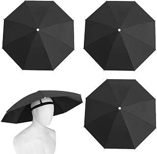 MUFEKUM 4 Pack 27" Folding Umbrella Hats for Adults - Hands-Free Waterproof Sun Rain Protection for Fishing Beach Golf