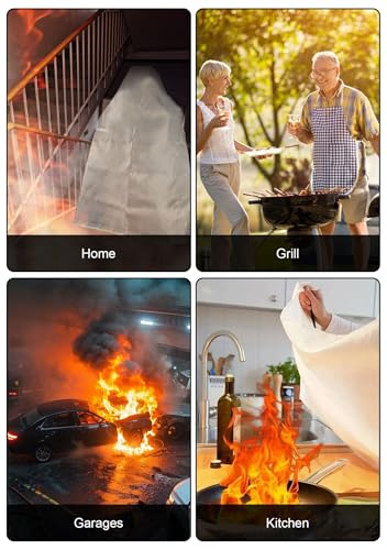 Image of Emergency Fire Blanket for Home Kitchen - 40 inch x 40 inch, 1 Pack Fiberglass Fire Suppression Blanket Great for School, Fireplace, Grill, Car, Office, Warehouse (1 Pack)