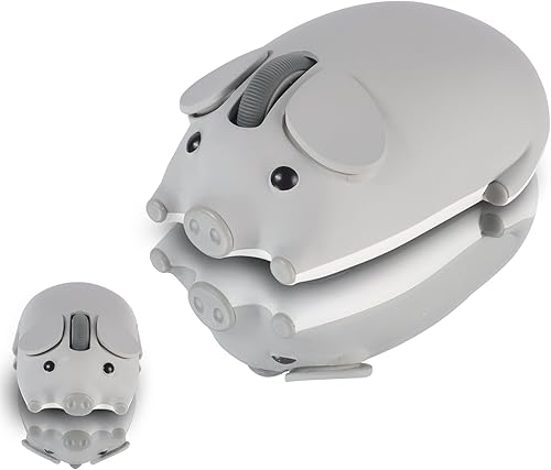 Miniatura 8 de elec Space Mouse inalámbrico con diseño de cerdo lindo modo dual Bluetooth y ratón USB, funcionamiento silencioso, ergonómico, perfecto para