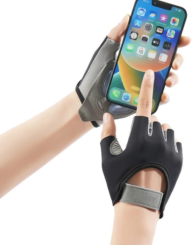 Women Mesh-Fingerless-Workout-Gloves,Breathable-Cycling-Gym Lightweight-Sport-Gloves with Non-Slip
