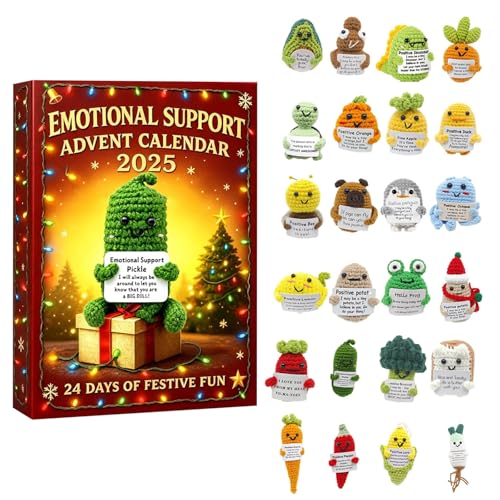 3D Emotional Support Adventskalender 2025, 24 Tage Weihnachten Adventskalender mit 24 einzigartigen Emotionalen Unterstützungswerkzeugen für geliebte Menschen jeden Alters (3D-Strickoptik)