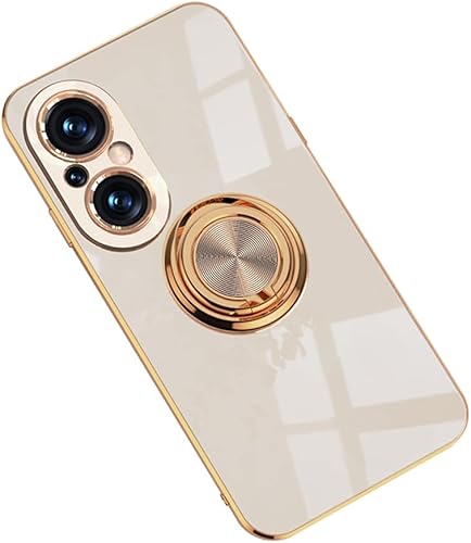 Funda para Huawei Honor 50 SE ultrafina de silicona suave de TPU galvanizada soporte de anillo giratorio de 360 soporte magnético para coche a