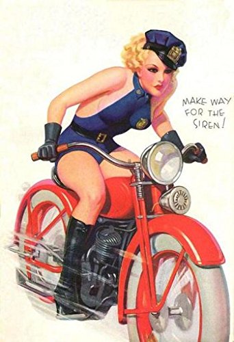 Amazon.com: CrashDaddy Sexy Girl On Motorcycle Poster 1940s