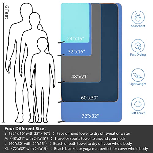 Sfee 2 Pack Microfiber Travel Towel, Quick Dry Towel Camping Towel Super Absorbent Compact Lightweight Sports Towel Swim Towel Gym Towel Beach Towel Set For Gym, Hiking, Pool, Backpacking, Bath, Yoga #TOP4