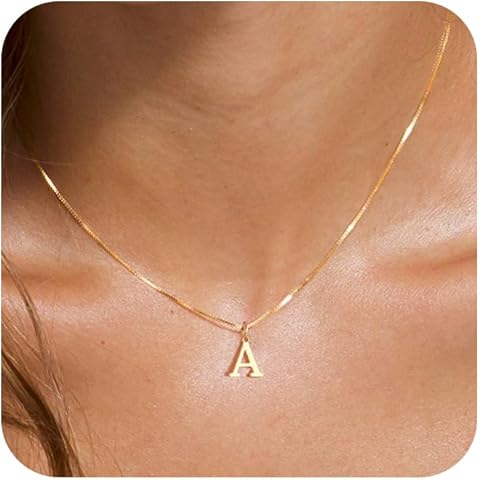 Foxgirl Gold Initial Necklaces for Women, Dainty Gold Letter Necklace Tiny A-Z Pendant Choker Necklace Trendy Cute Personalized Monogram Name Necklace Gold Jewelry Necklace for Women Gift