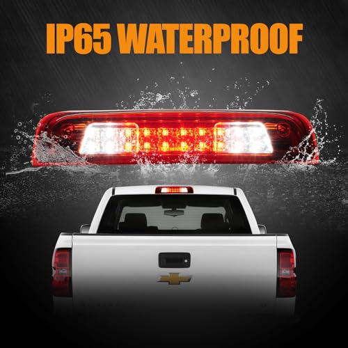 Image of Third 3rd Brake Light LED for 2014-2018 Chevy Silverado /GMC Sierra 1500 2500HD 3500HD, High Mount Rear Brake Lights Assembly, Waterproof Center Cab Cargo Lamp Stop Light (RED)