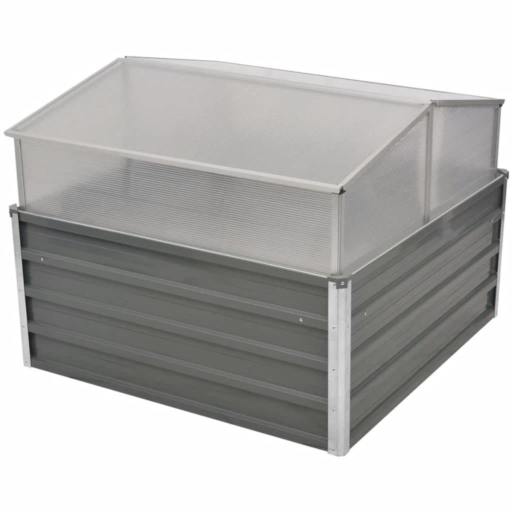 LAPOOH Serra 100x100x85 cm in Acciaio Zincato Grigio,Casa e Giardino,Prato e giardino,Giardinaggio,Serra da Giardino(SPU:42406)
