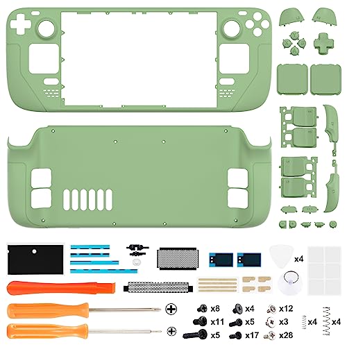 Image of eXtremeRate DIY Full Set Shell with Buttons for Steam Deck LCD, Custom Faceplate Back Plate Replacement Shell for Steam Deck LCD - Matcha Green [Console NOT Included]